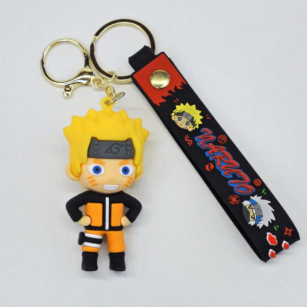 Naruto Uzumaki 3D Rubber Keychain with Wrist Strap Anime Figure Bag Charm
